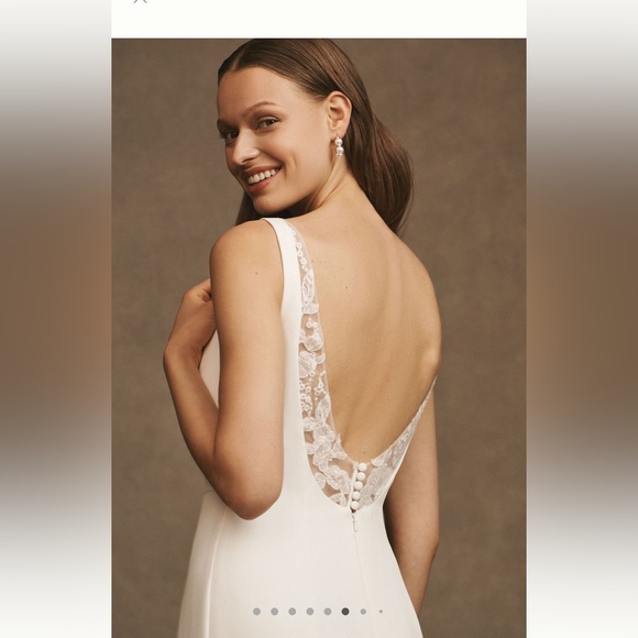 Jenny by Jenny Yoo Portia Square-Neck Fit & Flare Crepe Wedding Gown - Picture 4 of 10